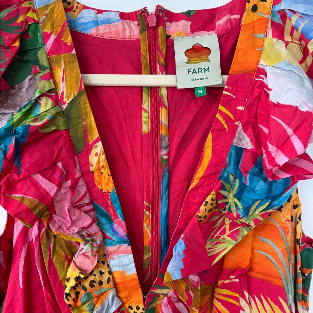 Farm Rio Tropical Print Ruffle Midi Dress - Picture 6 of 8
